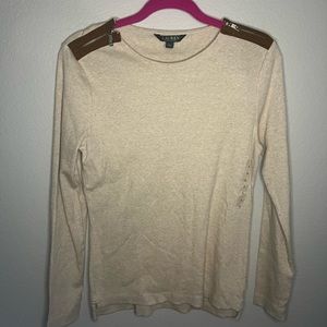 NWT Lauren Ralph Lauren Oatmeal Heather Long Sleeve Top #53